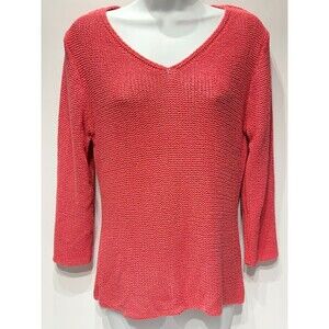 Eileen Fisher 100% Silk Sweater Pink 3/4 Sleeve Spring Women's Size Large Petite